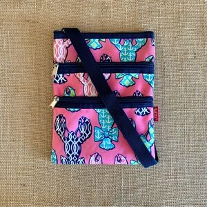 N. GIL Messenger Crossbody Hipster Bag Pink Lobster Multicolor Beach Prep